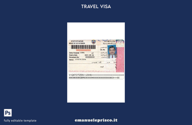 modello di visto d'ingresso in Qatar in stile verificato